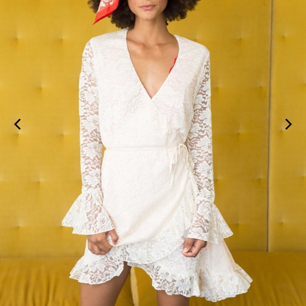 NWT Lace Wrap Dress - Eggshell